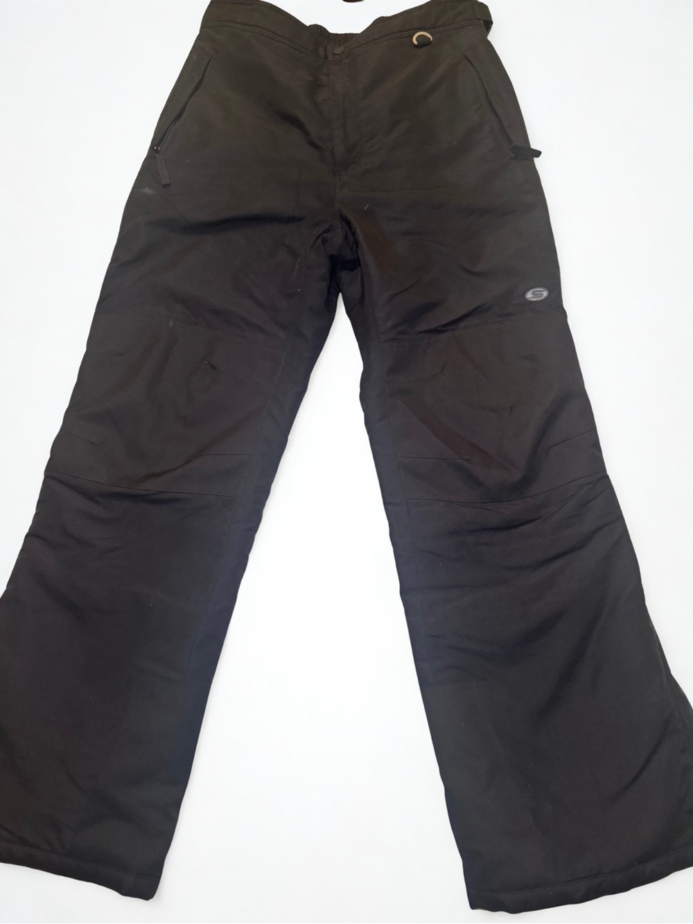 Slalom Men's or UnisexBlack Insulated Snow Pants w/ Full Zip down both sides.